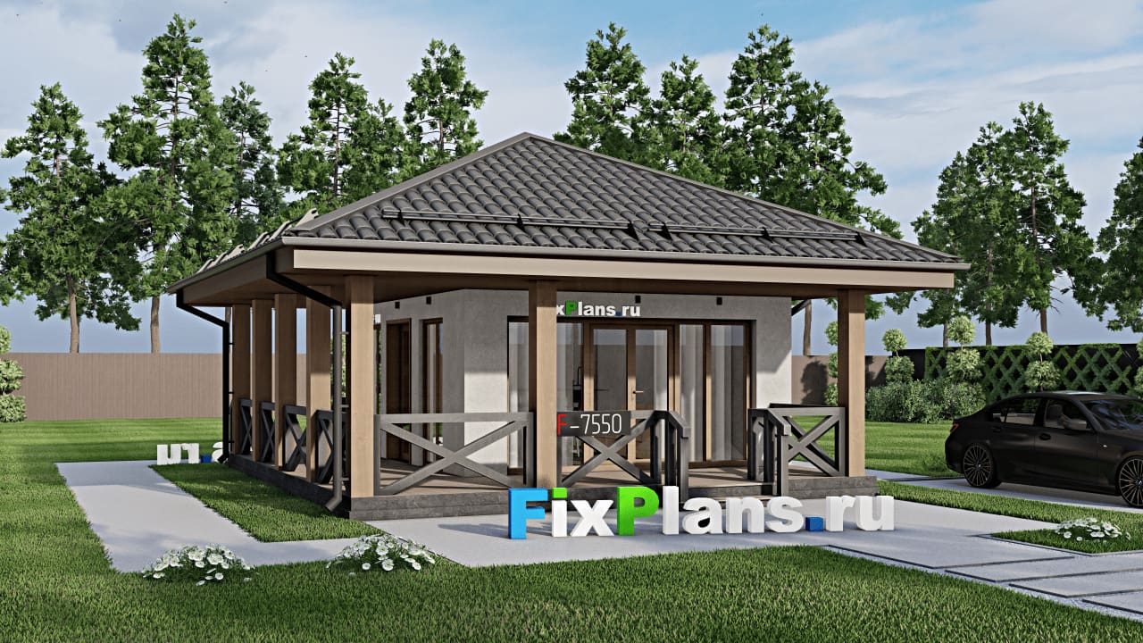 Одноэтажный дом F-7550 — фасад