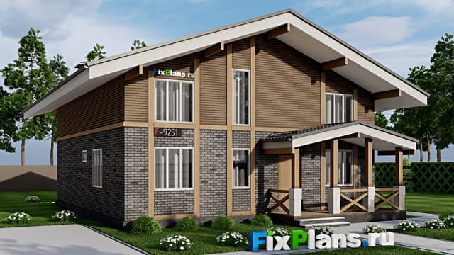 Одноэтажный дом с мансардой  F-9251