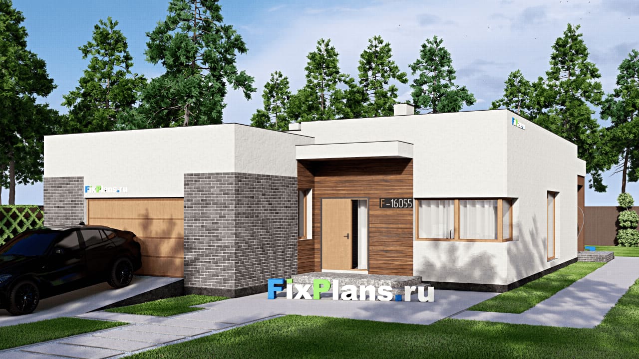 Одноэтажный дом F-16055 — фасад