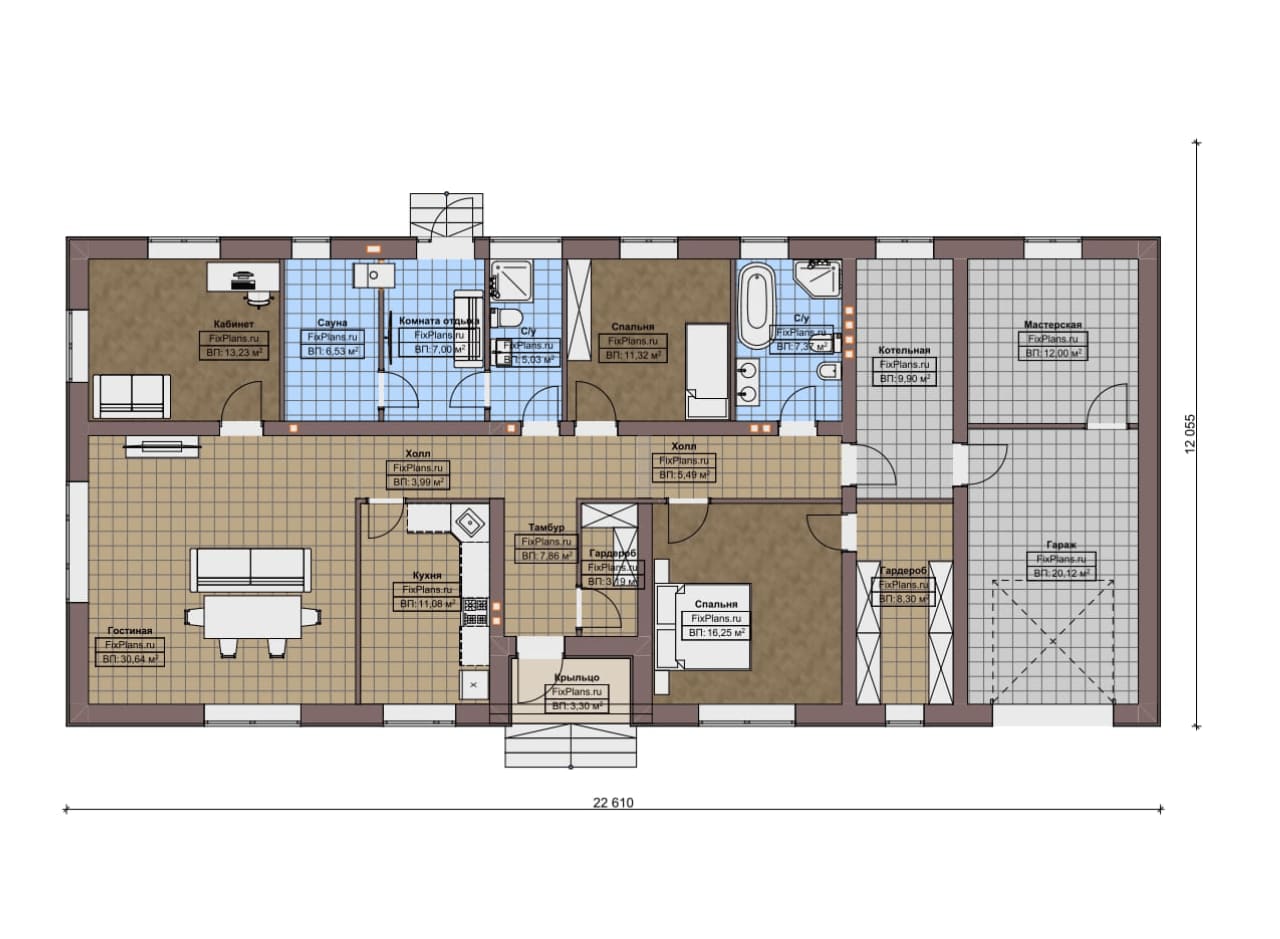 Планировка Одноэтажный дом F-14030